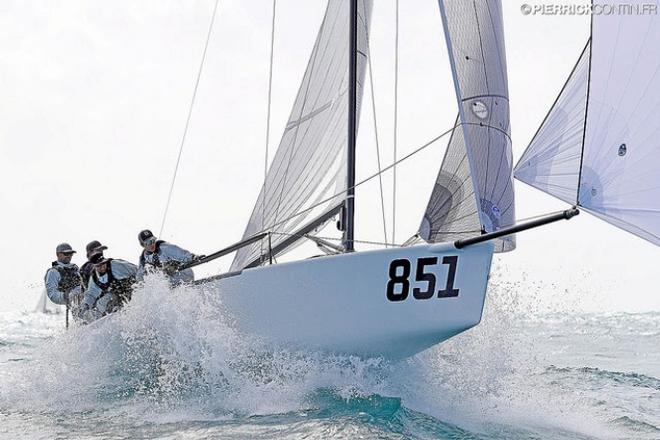 Bruce Ayres' Monsoon (USA-851) surfing the waves at the Melges 24 World Championship 2016 in Miami ©  Pierrick Contin http://www.pierrickcontin.fr/